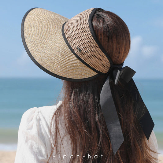 Ladies Summer Shade Sunscreen Foldable Straw Hat