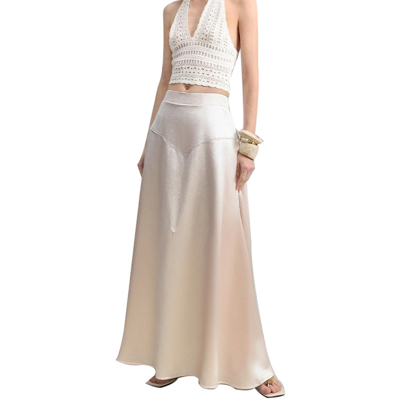 Women's Elegant Satin Loose Straight Skirt