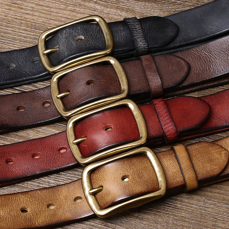 Leather Belt Men's Genuine Leather Pure Retro 38CM
