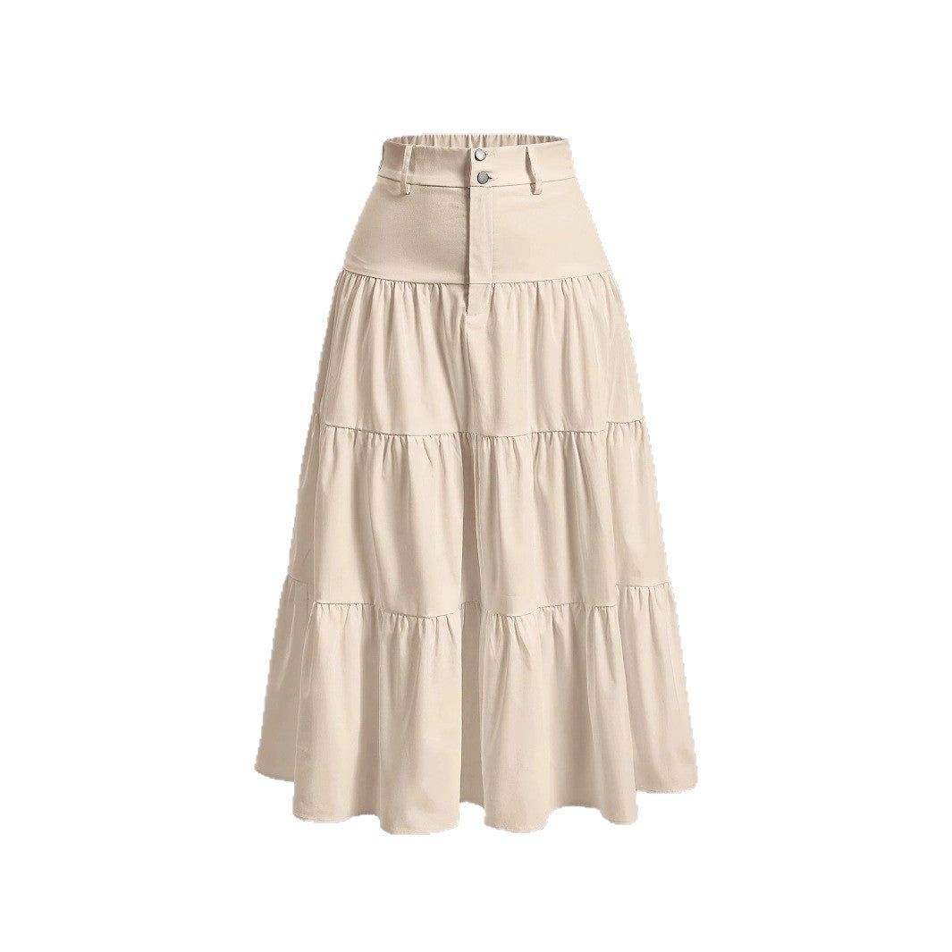 Stylish Womens Solid-color High-waisted Skirt