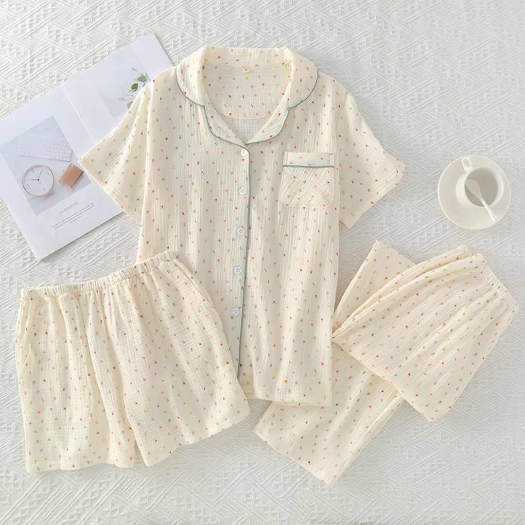 Women's Crepe Cotton Yarn Fashion Three-piece Set