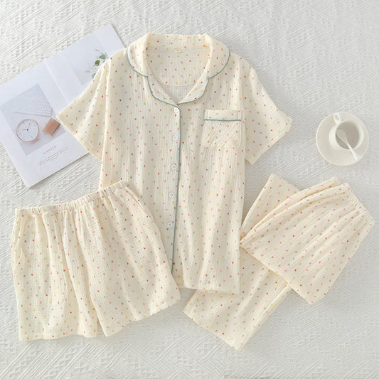 Women's Crepe Cotton Yarn Fashion Three-piece Set