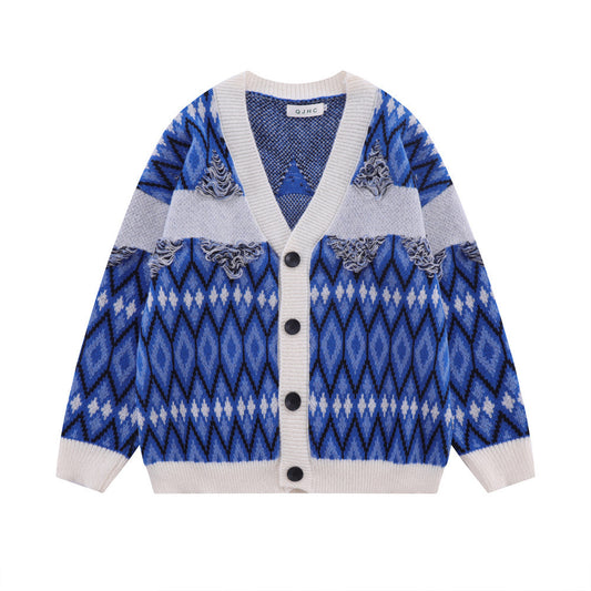 European And American Trend Niche Loose V-neck Sweater Jacket