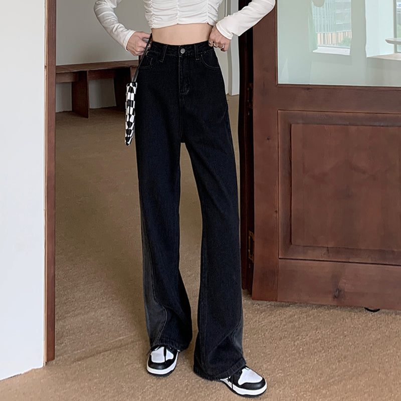 Women's Design Sense Niche Loose Straight High-waisted Thin Wide-leg Pants