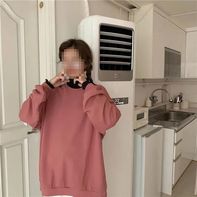 Korean Style Loose Solid Color Pullover Sweater