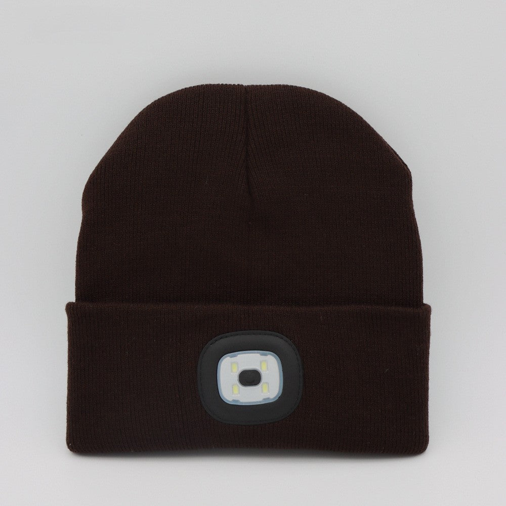 Rechargeable Model Outdoor Sports Dual Light Model LED Light Knitted Hat