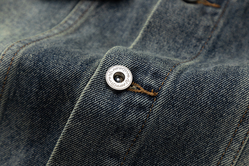 Washed And Worn Denim Clothes Jacket Men's Punk