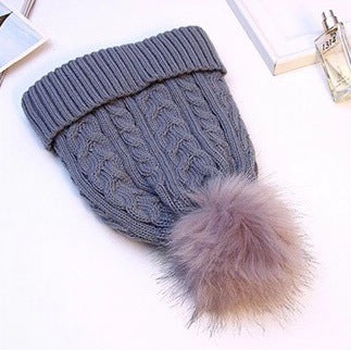 Cashmere Double-layer Wool Outdoor Warm Knitted Hat