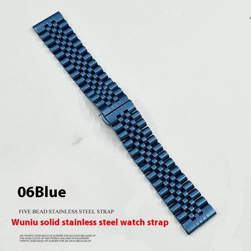 Five-bead Cow Ring Solid Stainless Steel Strap