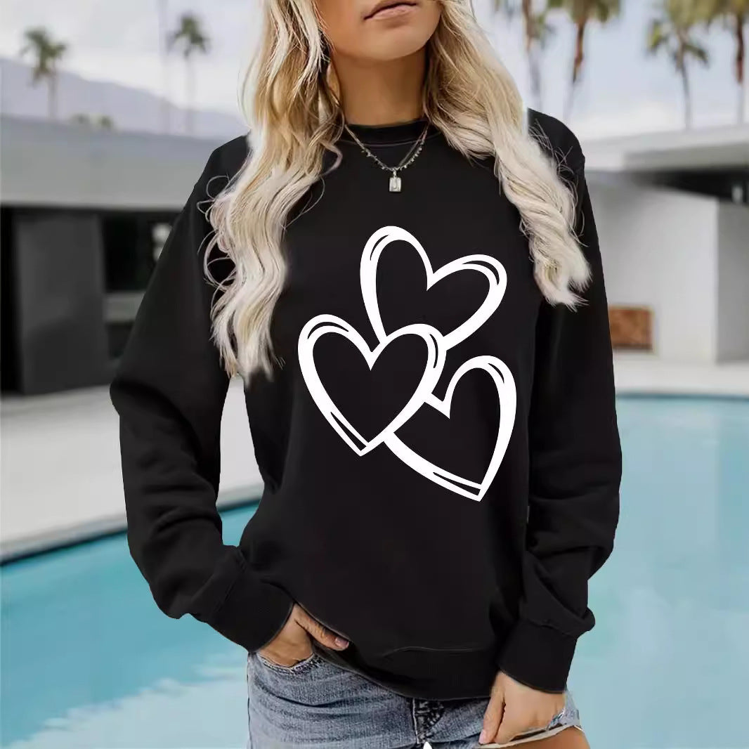 Womens Casual Long-sleeve Crew-neck Printed Sweatshirt Top