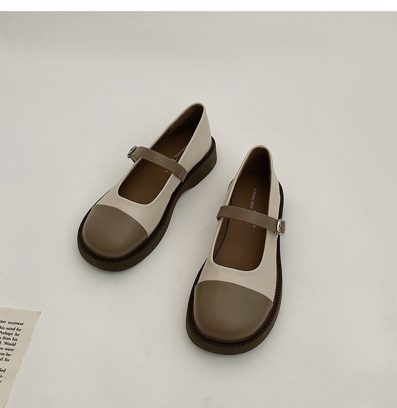 Women's Retro British Style Thick Sole High Leather Shoes