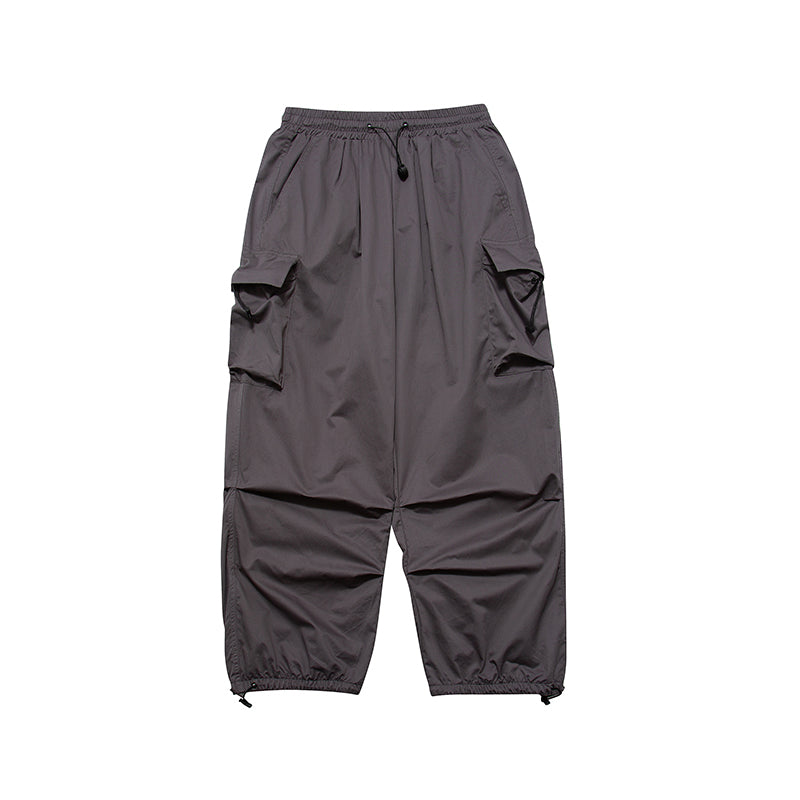 American Street Style Pleated Large Pocket Workwear Wide Leg Pants