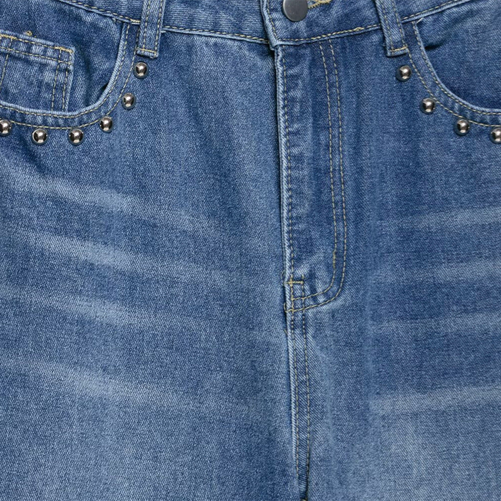Magic Fashion Heavy Industry Metal Rivet Straight Jeans