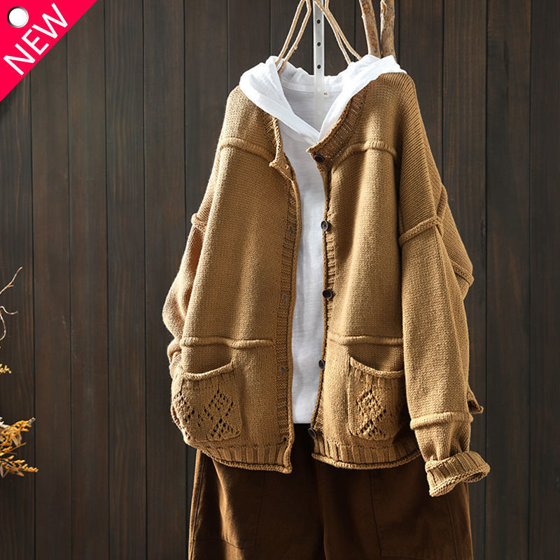 Women's Vintage Distressed Stitching Knitted Sweater