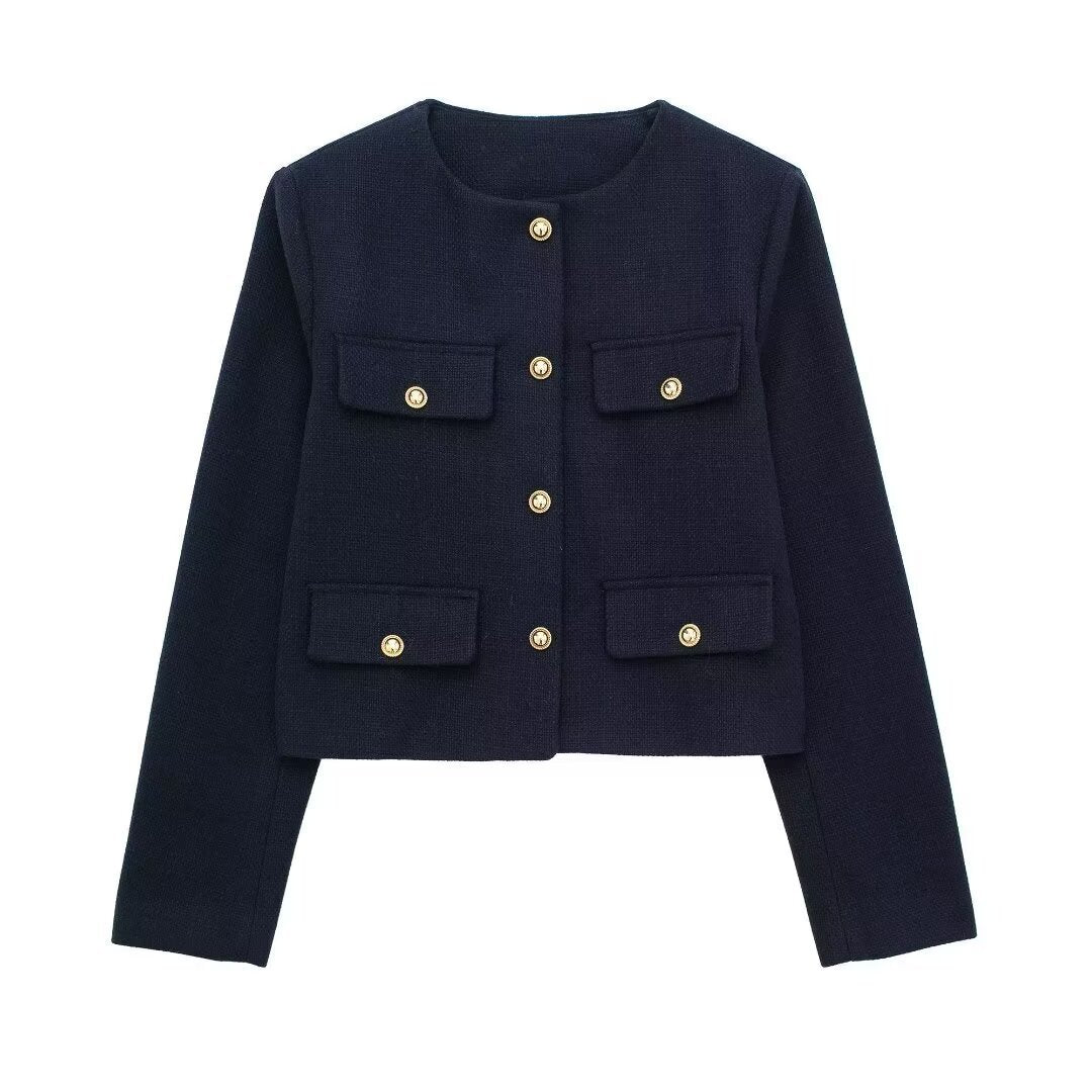 Fashion Casual All-match Flip Trim Short Coat