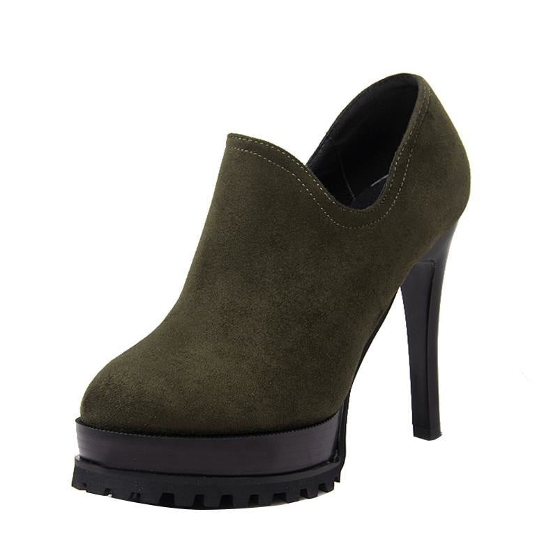 Women's Platform Round Toe Versatile Stiletto Shoes