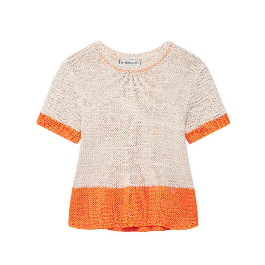 European And American Style Fashionable Simple Short-sleeved Knitted Top