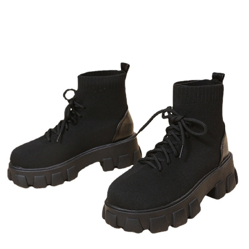 Fly Knit Breathable Platform Martin Boots Fashion