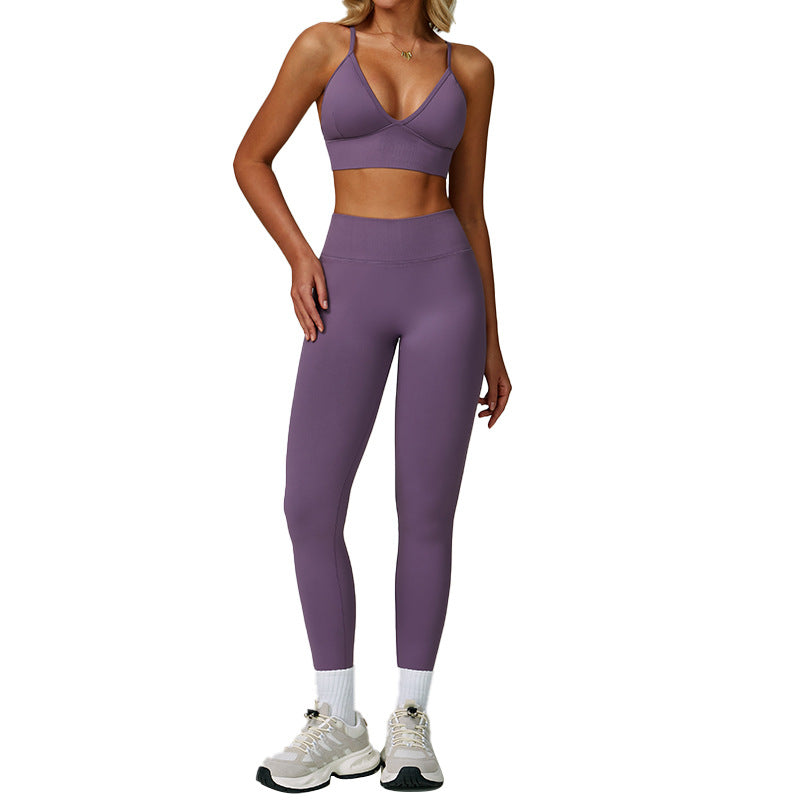 Seamless Tight Yoga Waist Outdoor Sports Suit