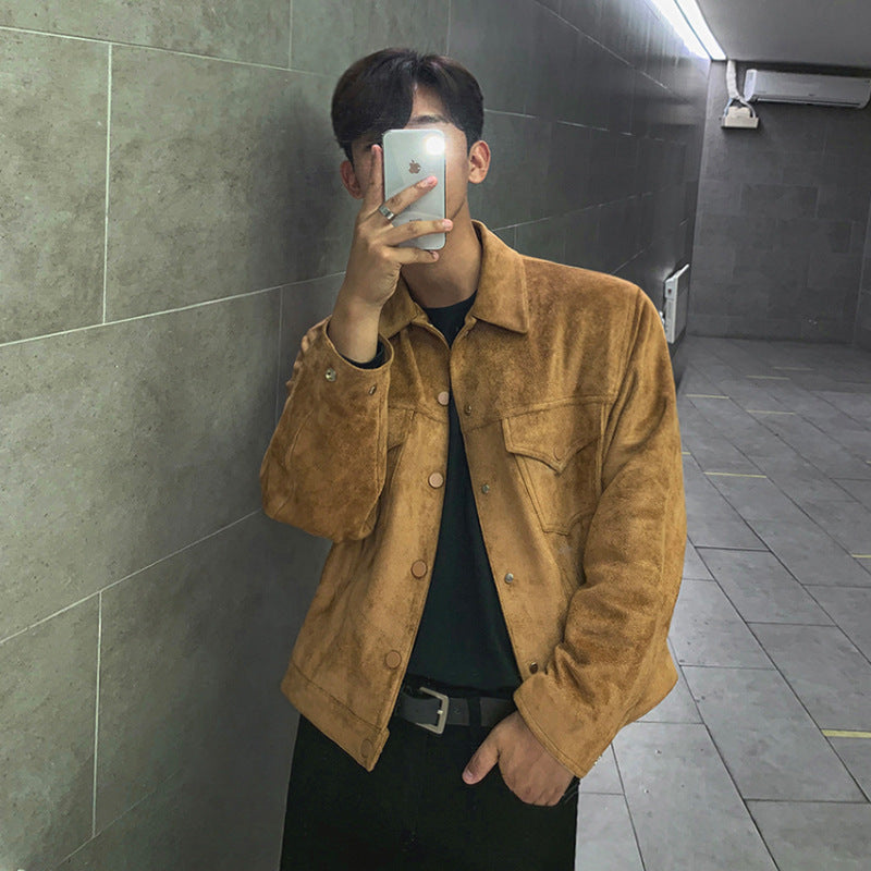 Men's Suede Fabric Jacket Slim-fit Retro Coat