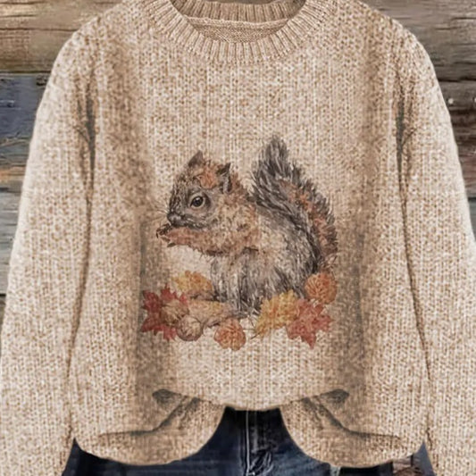 Tykk nål digitalprint 3D rundhalset sweater