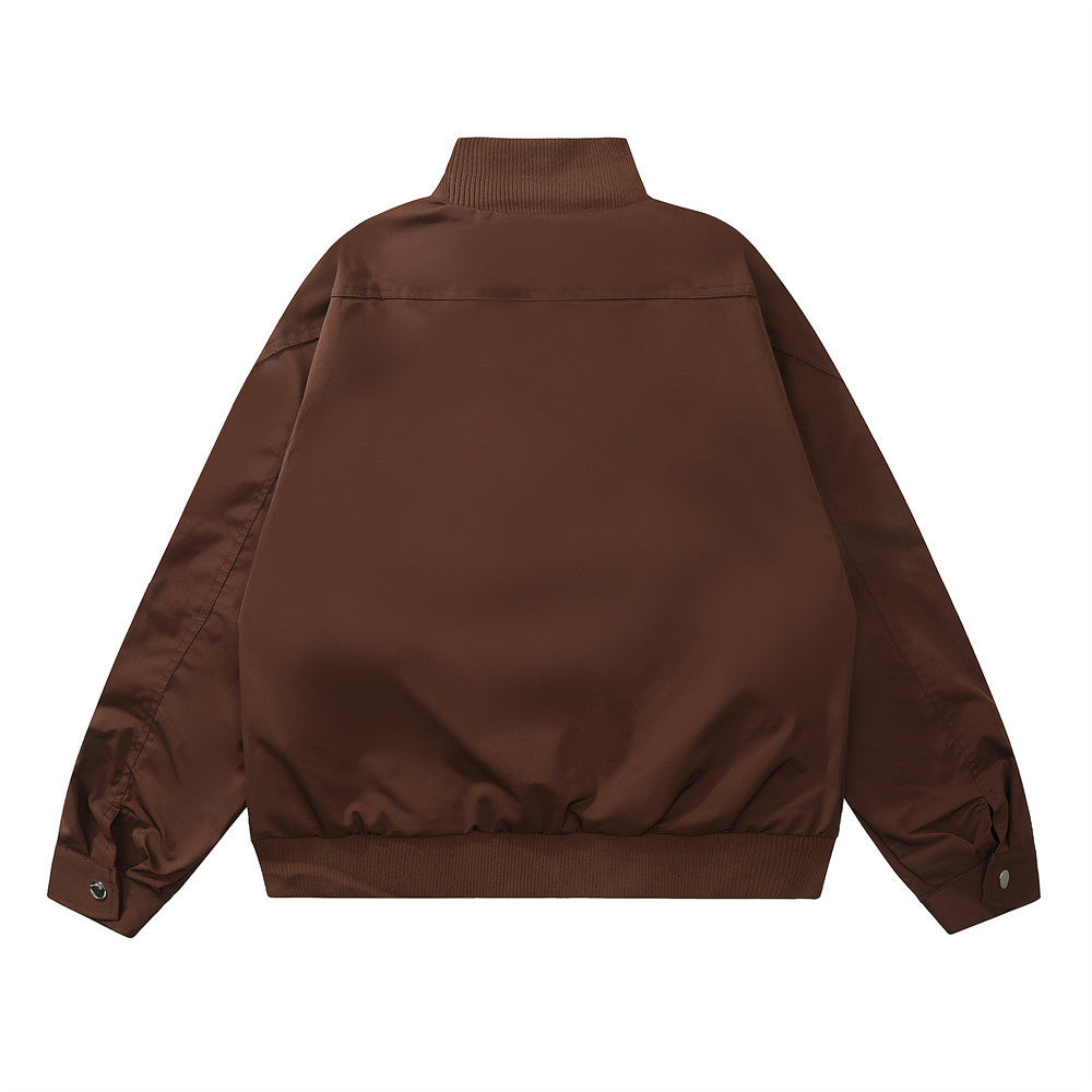 Loose Casual American Street Solid Color Long Sleeve Pilot Coat