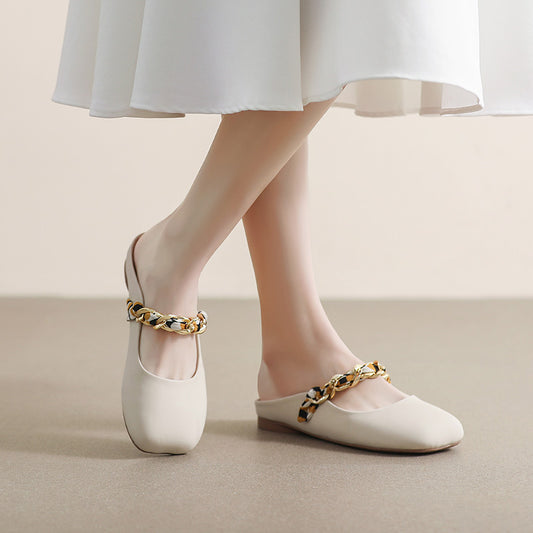 Fat Feet Wide  Lazy Half Slippers Women's Outer Wear