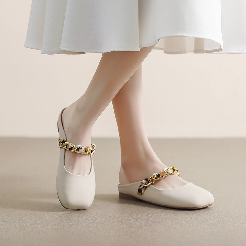 Fat Feet Wide  Lazy Half Slippers Women's Outer Wear