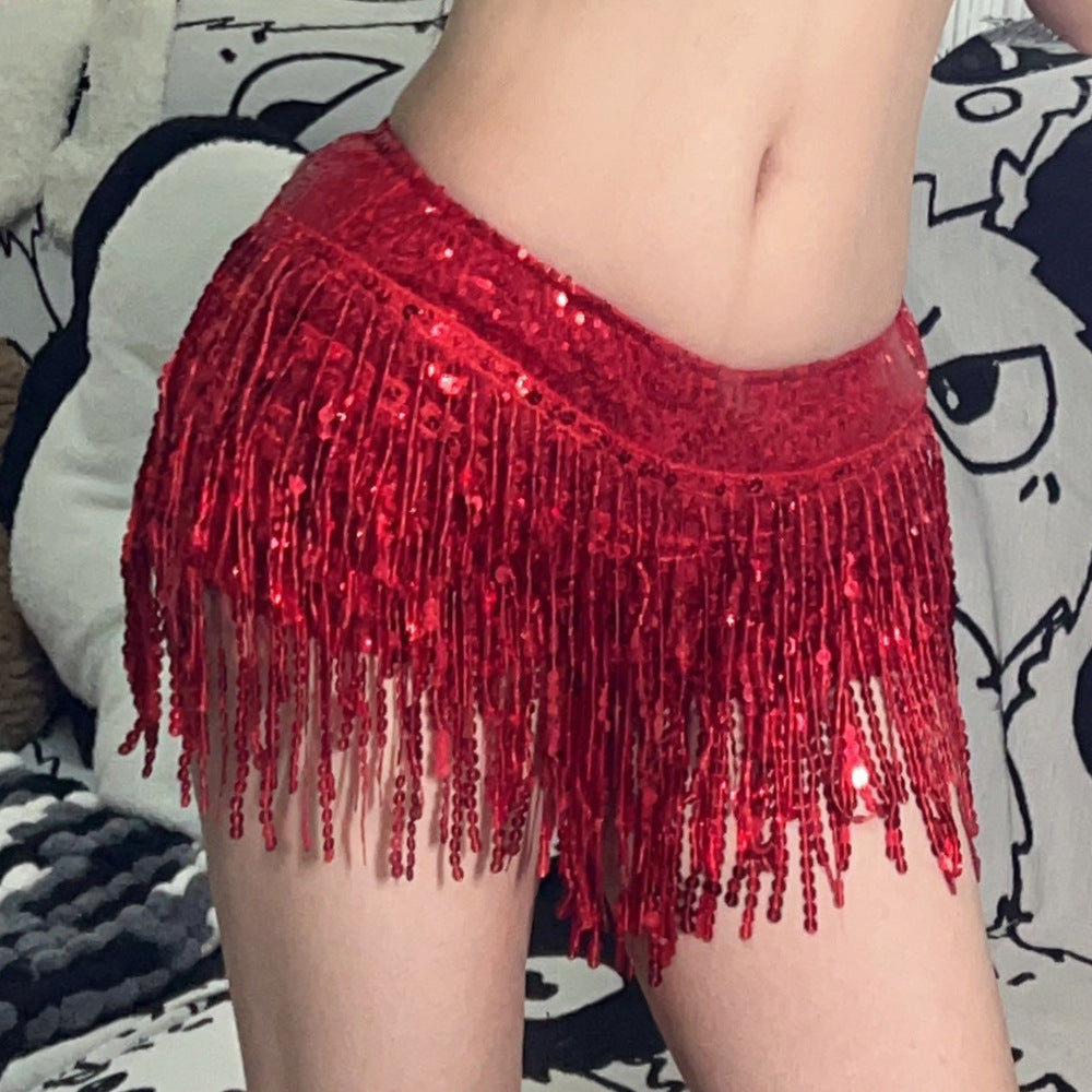 Tassel Sequin Short Skirt Women's