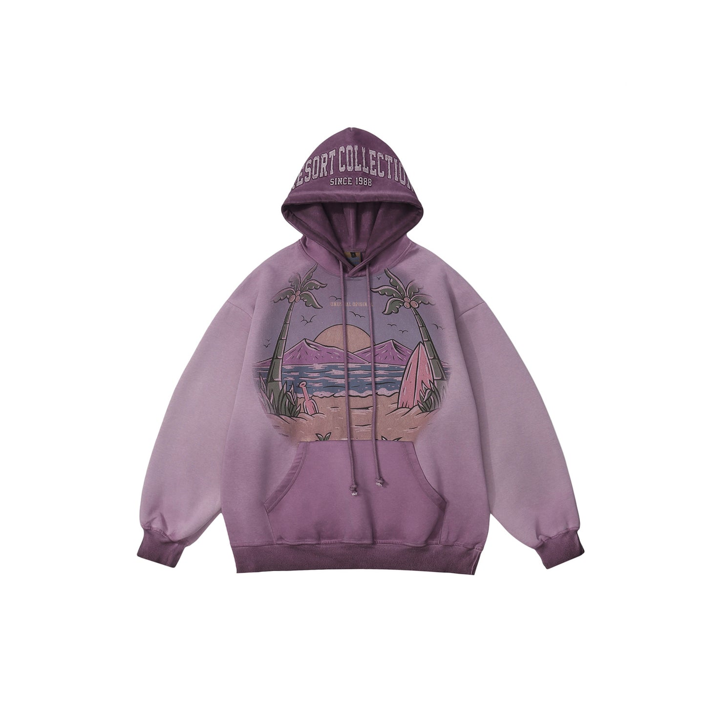 Old American Painting Landscape Terry Hooded Men's Sweater