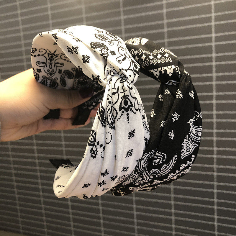 Ladies Face Wash Makeup Hair Hole Wide Side Cross Knotted Hair Band