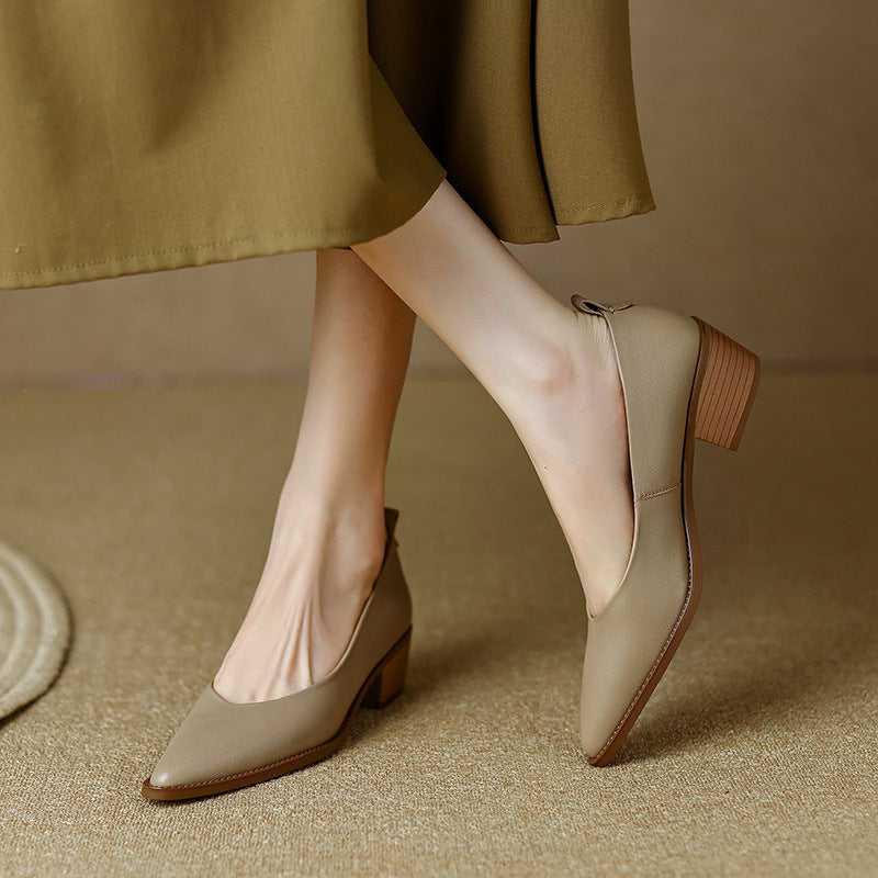 Womens Sheepskin Low-cut Heels