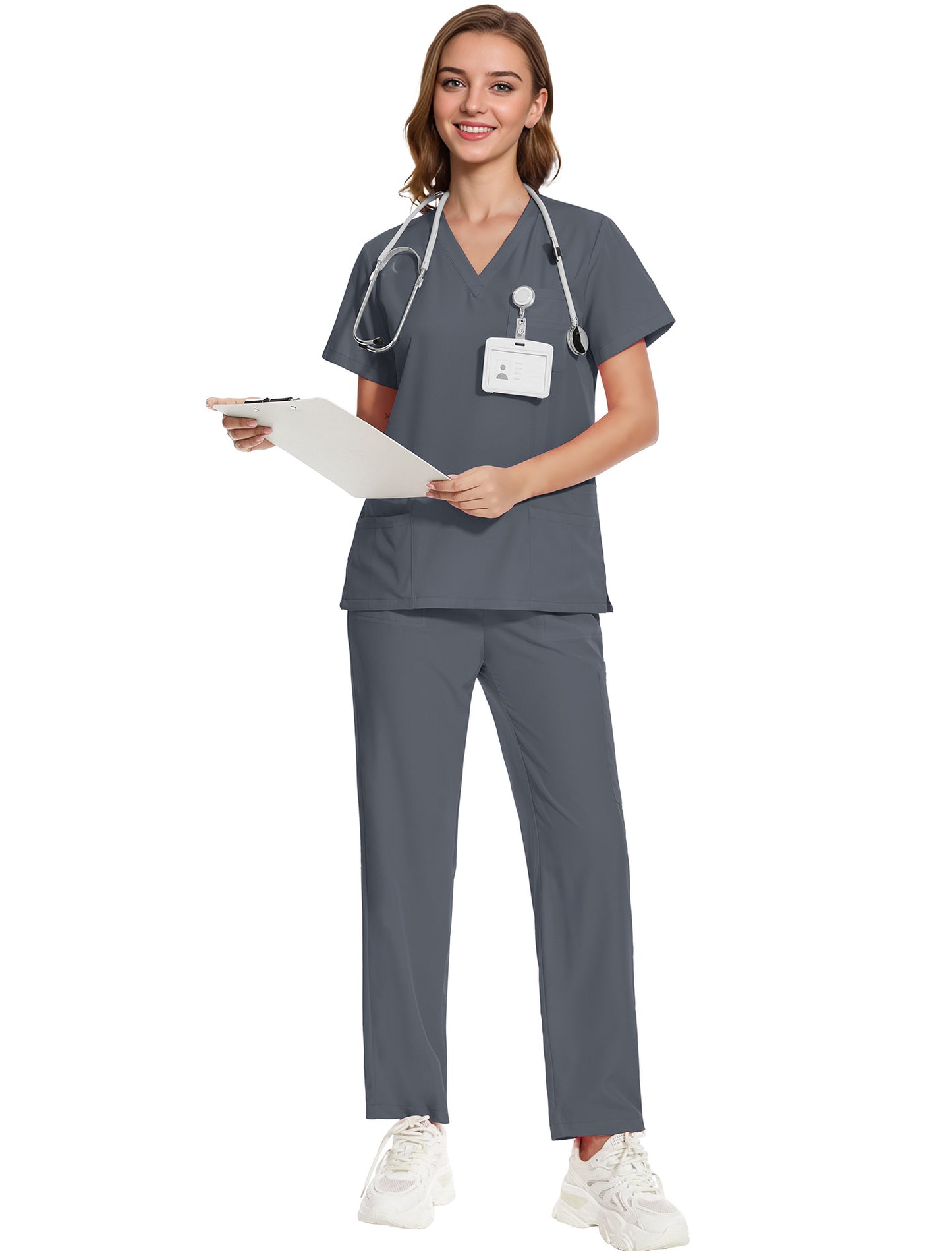 Surgical Gown V-Neck Short-Sleeve Hospital Nurse Uniform Workwear Set