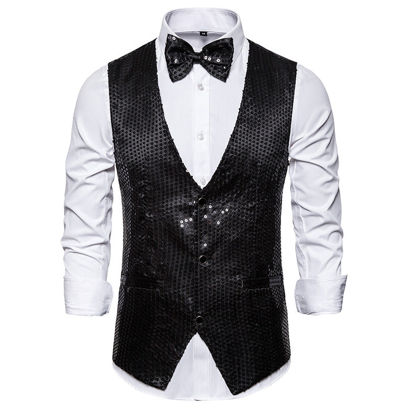 Men's Sequined Vest Performance Dress Jacket