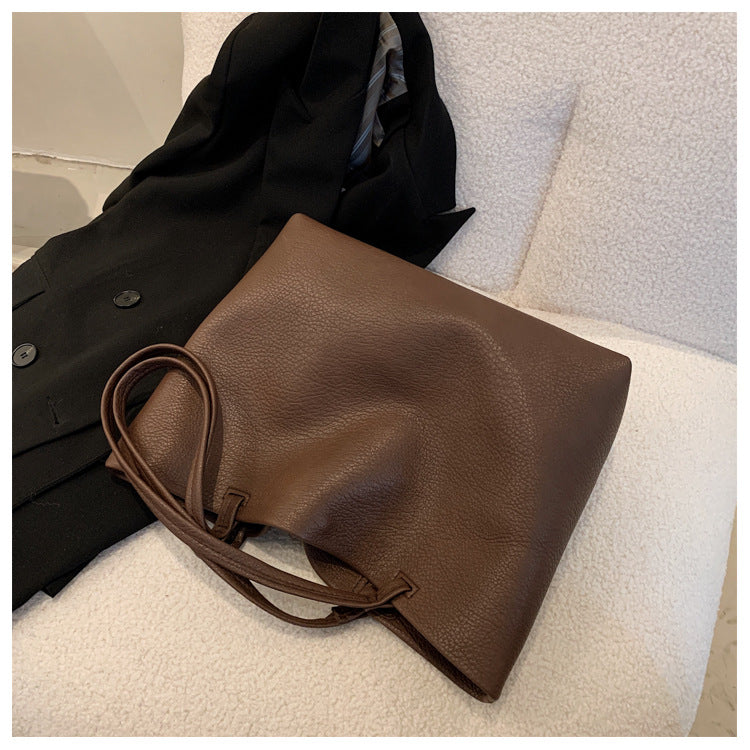 match Casual Soft Leather Large Capacity Shoulder Bag