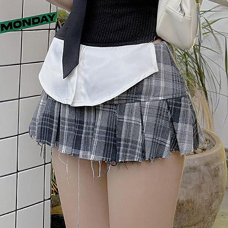 Slimming Contrast Color Versatile Short Skirt Sweet And Spicy Girl Skirt