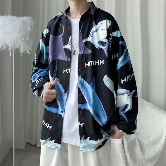 Hong Kong Style Vintage Floral Shirt Men