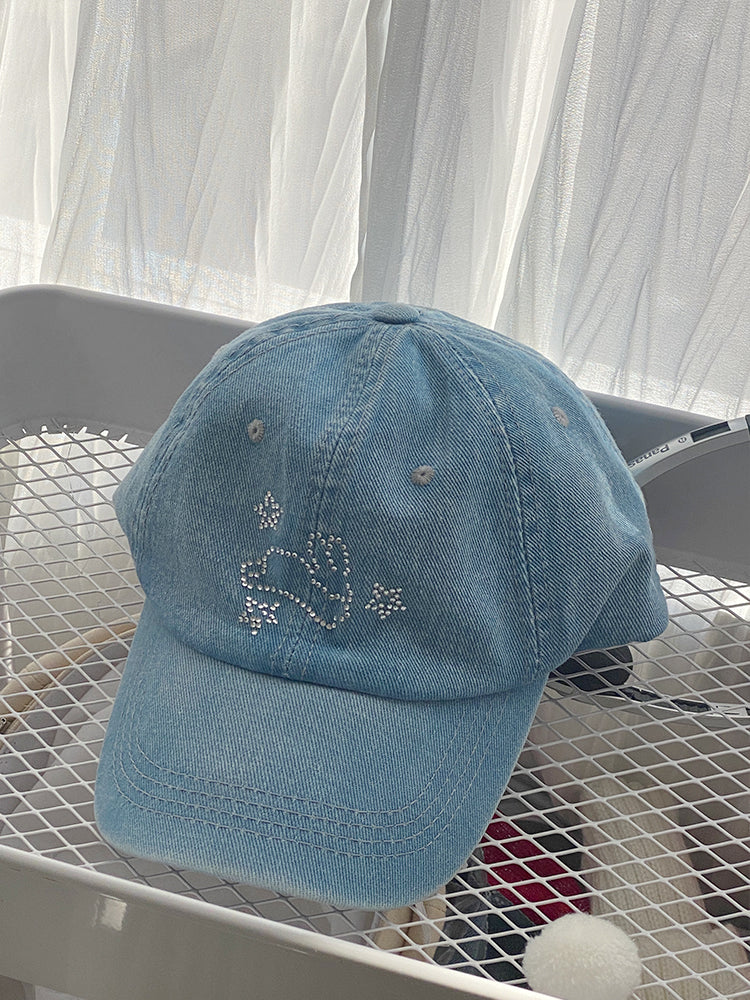 Sommer Denim Blå Rhinsten XINGX Baseballkasket