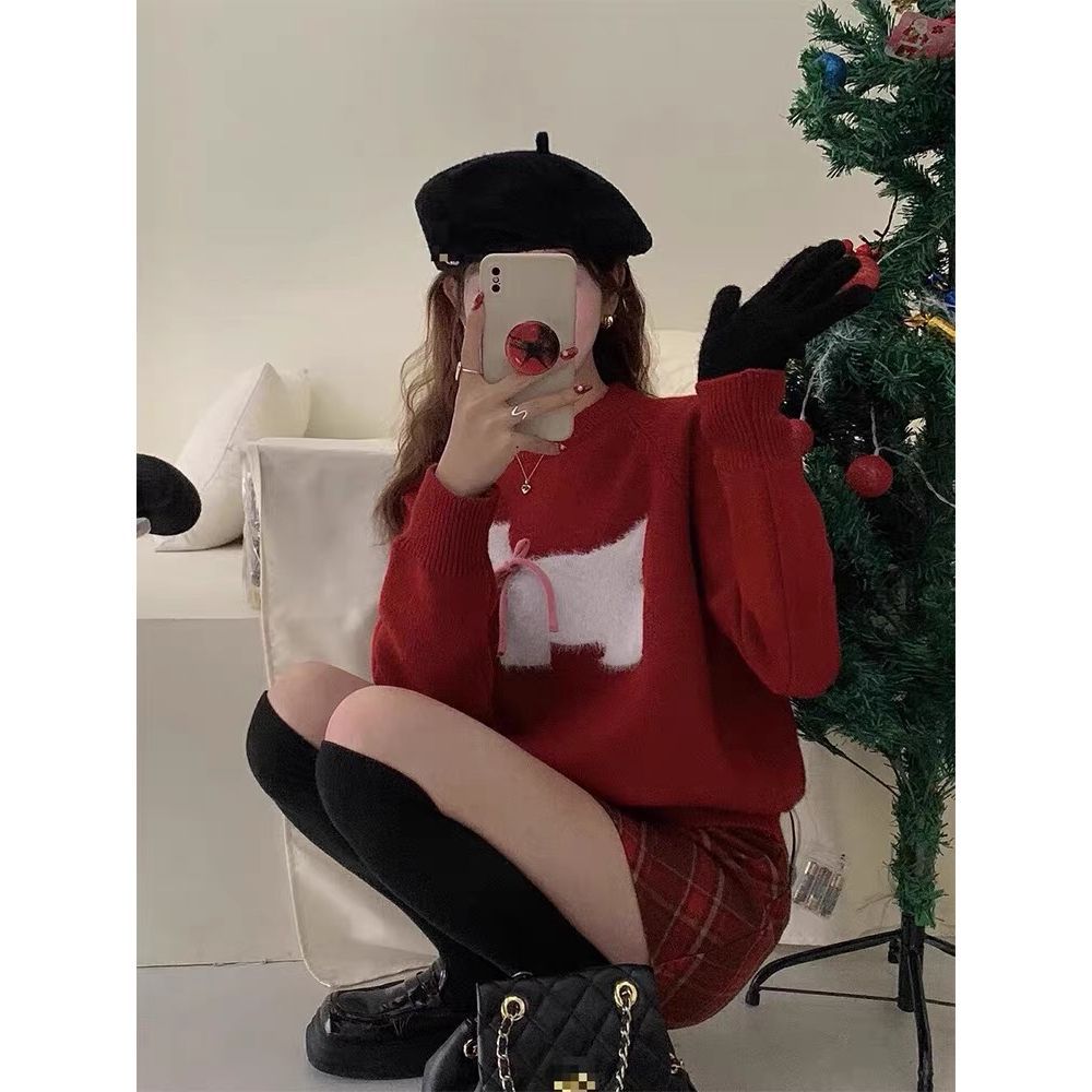 Puppy Jacquard Korean Pullover Sweater