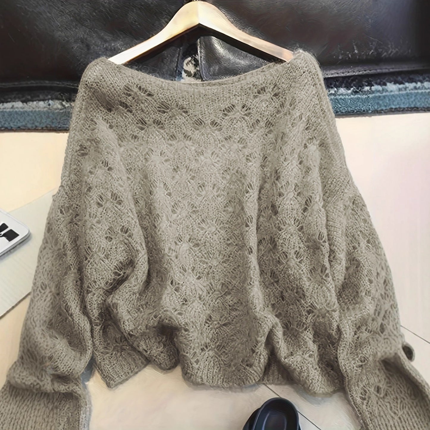 Cutout Blouse Thin Loose High-end All-matching Youthful-looking Pullover Knitted Top