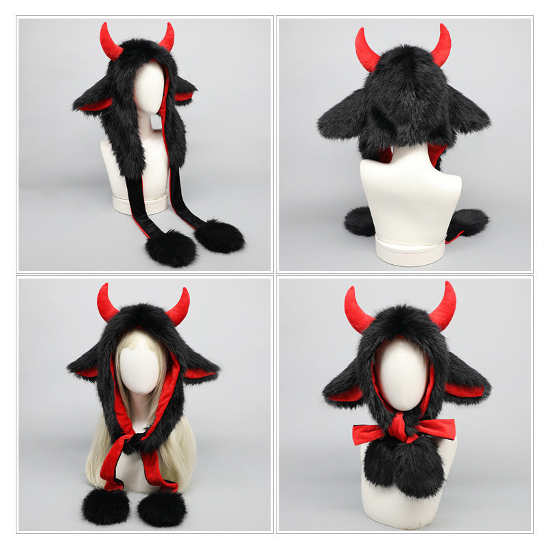 Cute Yak Wool Plush Outdoor Earflap Hat