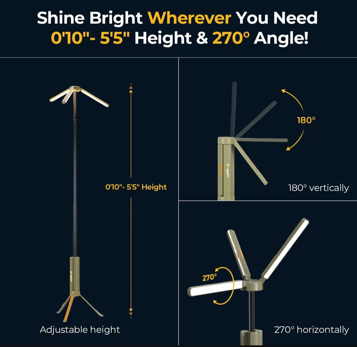 Comes With Tripod Outdoor Telescopic Folding Camping Lantern Portable