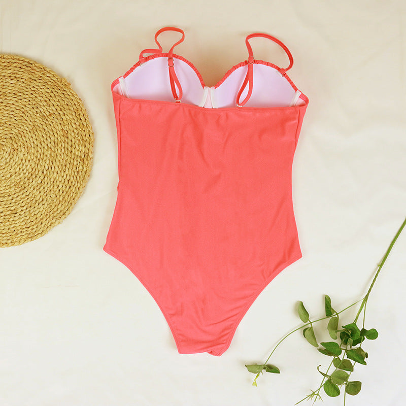 Women's Solid Color One Piece Swimsuit