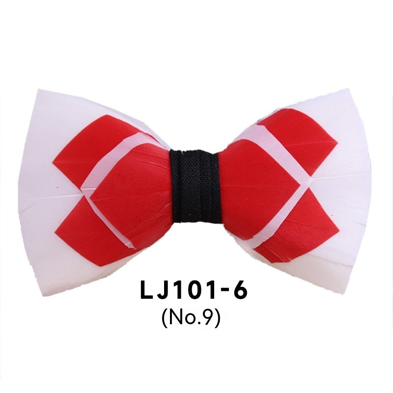 Men's Polyester Feather Bow Tie Business Host Suit Bow Tie