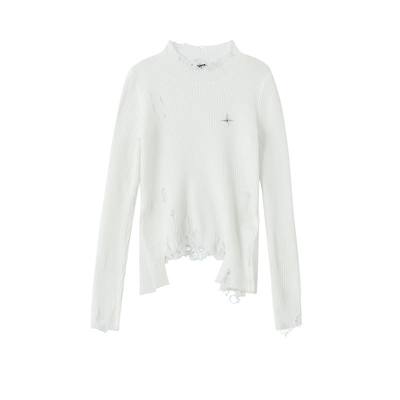 Irregular Ripped Design Long Sleeve Top