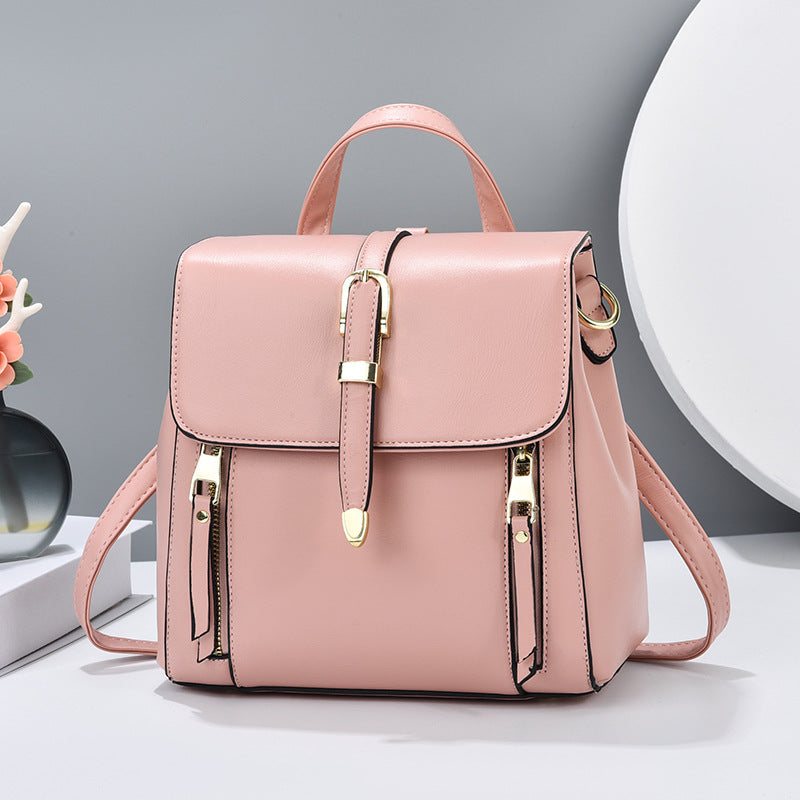 Women's Fashionable All-match Leather Lightweight Western Style Backpack