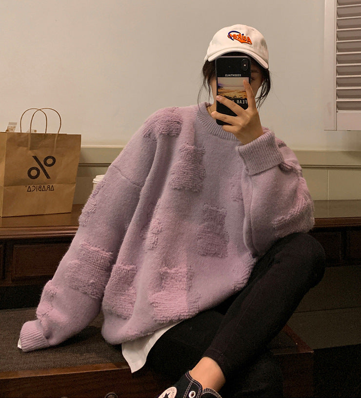 Fashionable Sweater New Knitwear Bear Jacquard