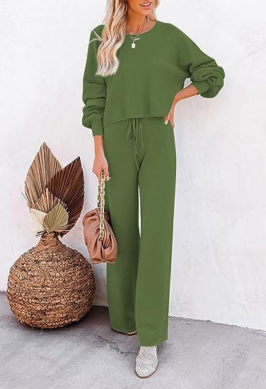 Casual Solid Color Long-sleeved Trousers Two-piece Set