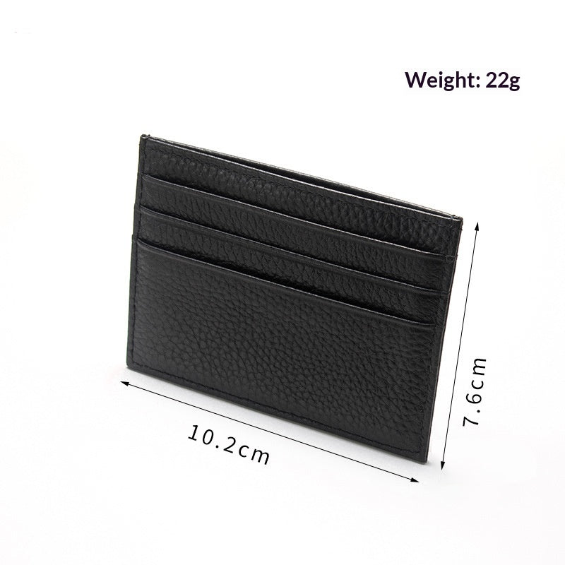 Simple Genuine Leather Small Card Bag, Men's And Women's Top Layer Cowhide