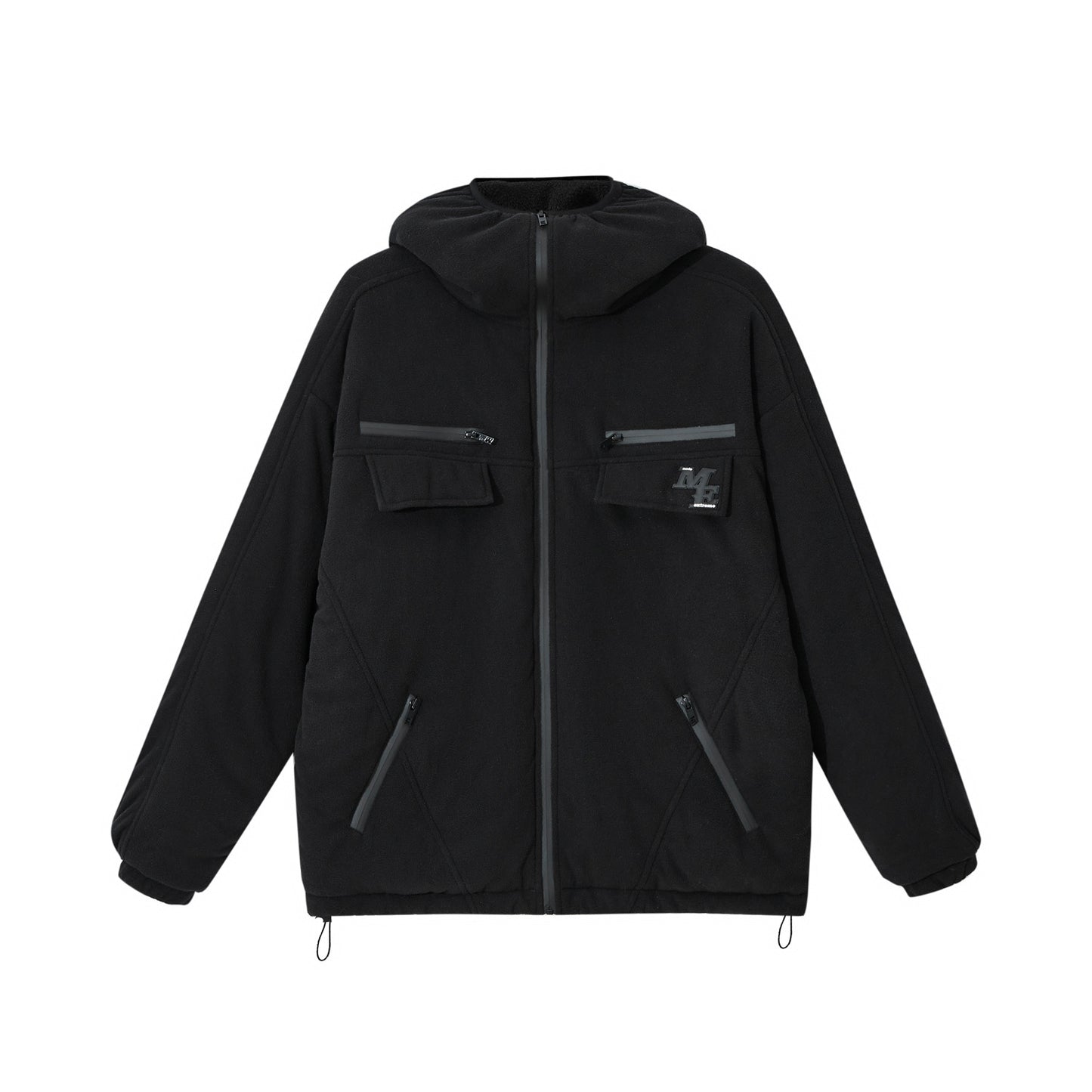Street Tricolor Basic Drawstring Fleece Padded Jacket